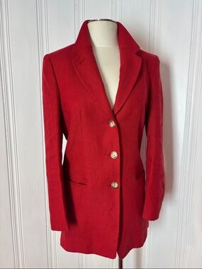 Vintage STEILMANN Germany Red 100% Linen Blazer | size M (estimated)